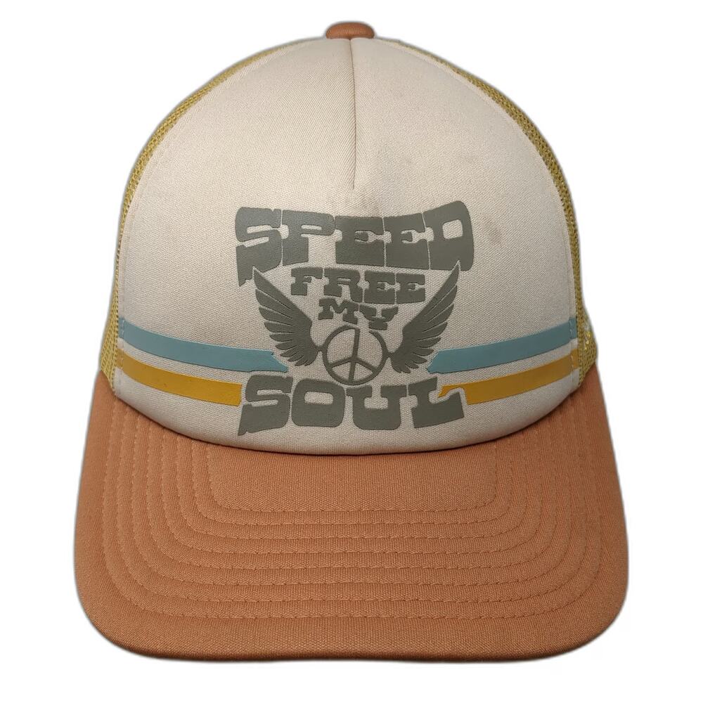 Fasthouse Trucker Hat Orange Beige Blue Yellow One Size Mesh Snapback Speed Soul